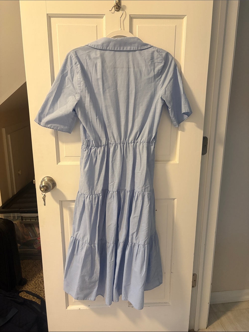 Zara Light Blue Button-Front Midi Dress - Picture 2 of 4